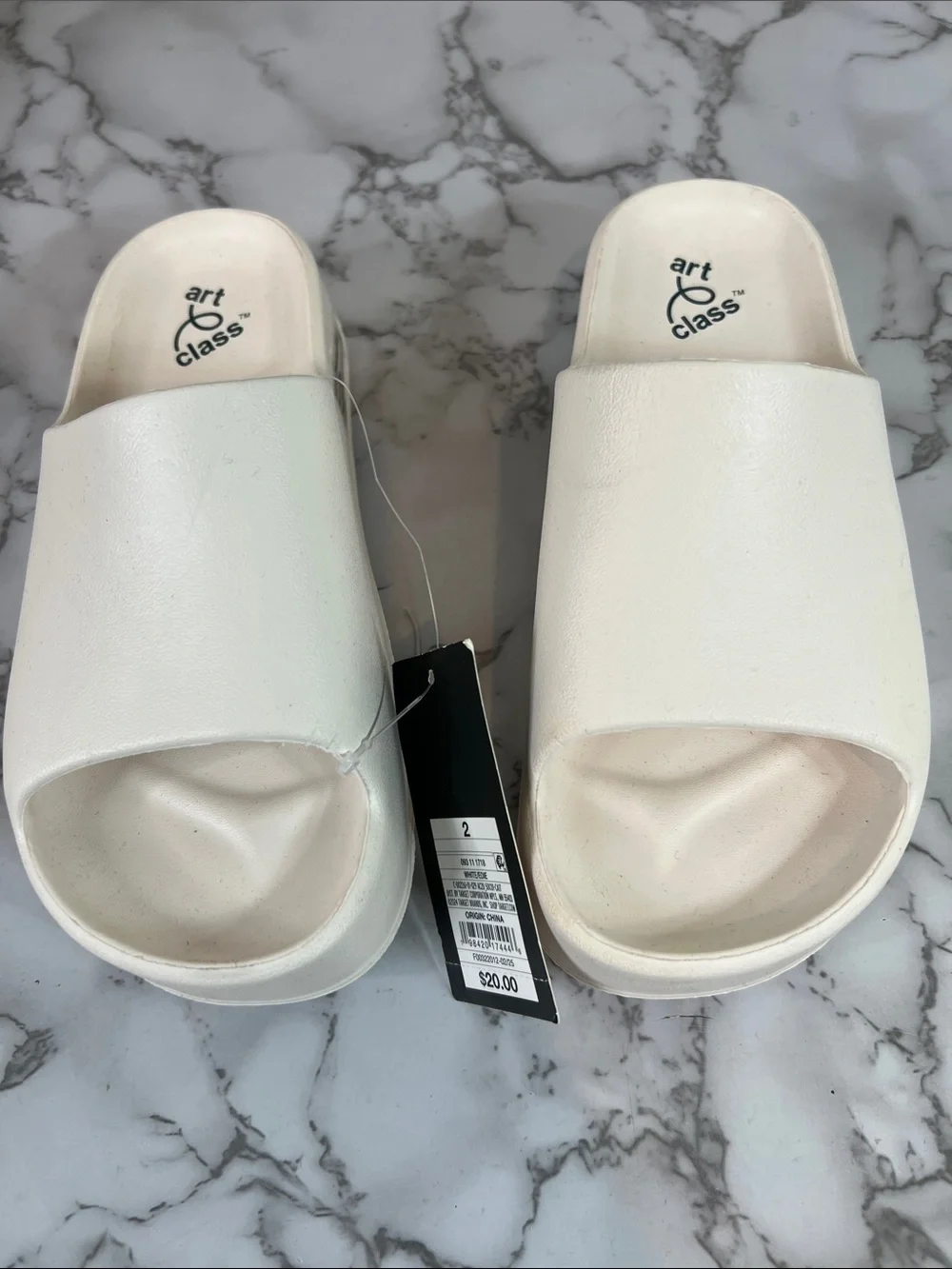 Art Class Girl's White Eddie Platform Slide Sandal Size 2